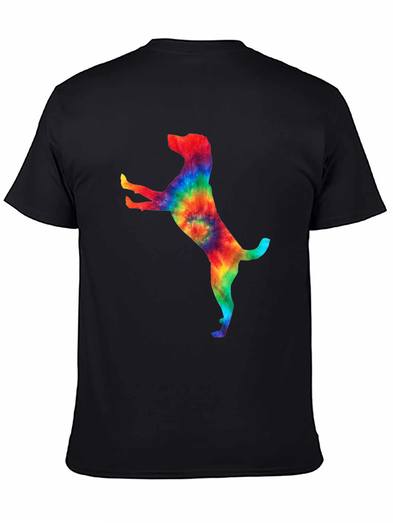 Tie Dye Dog Graphic Tee - Trendy Black T-Shirt