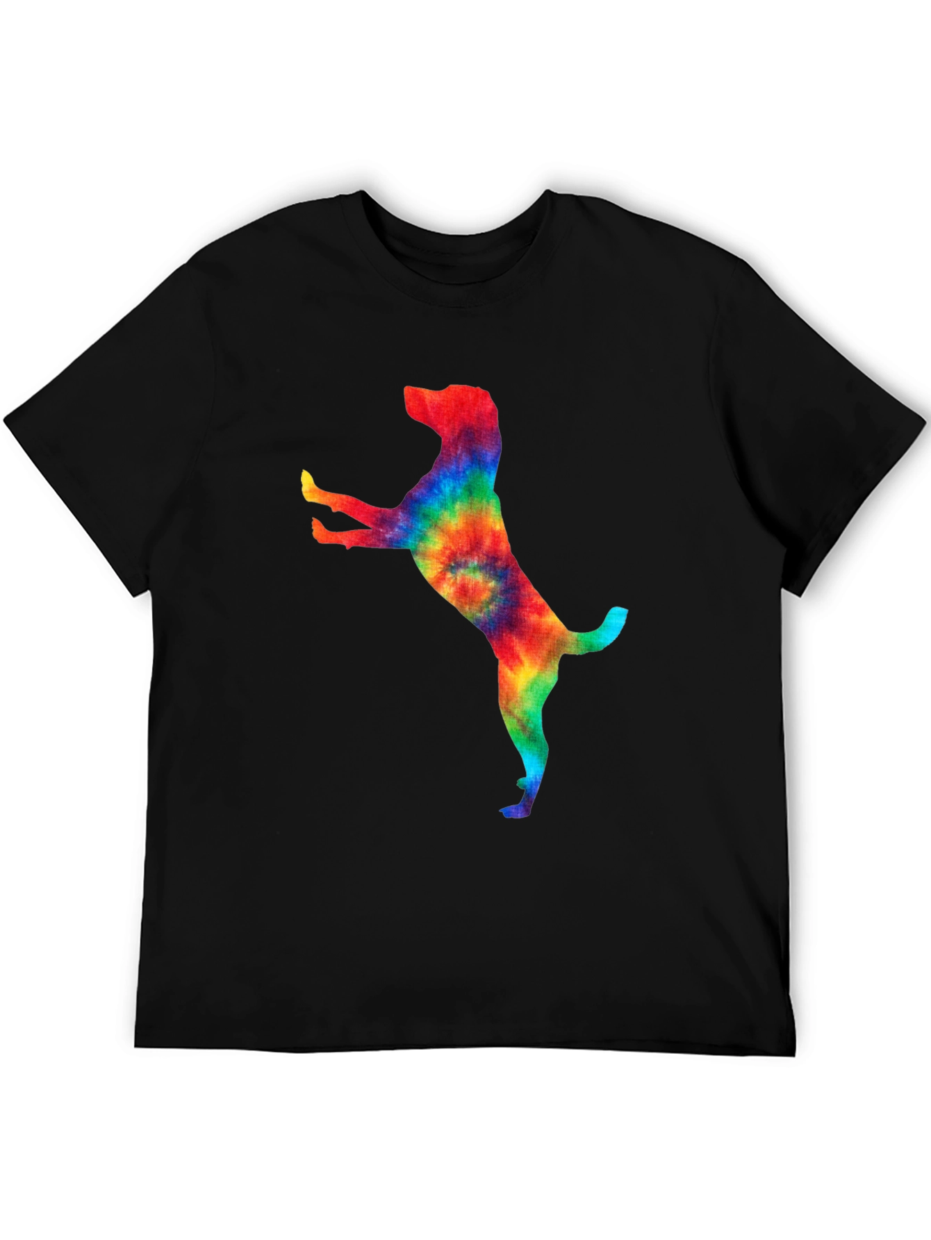 Tie Dye Dog Graphic Tee - Trendy Black T-Shirt