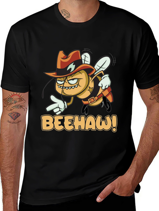 BEEHAW! Graphic T-Shirt - Cartoon Cowboy Bee Tee