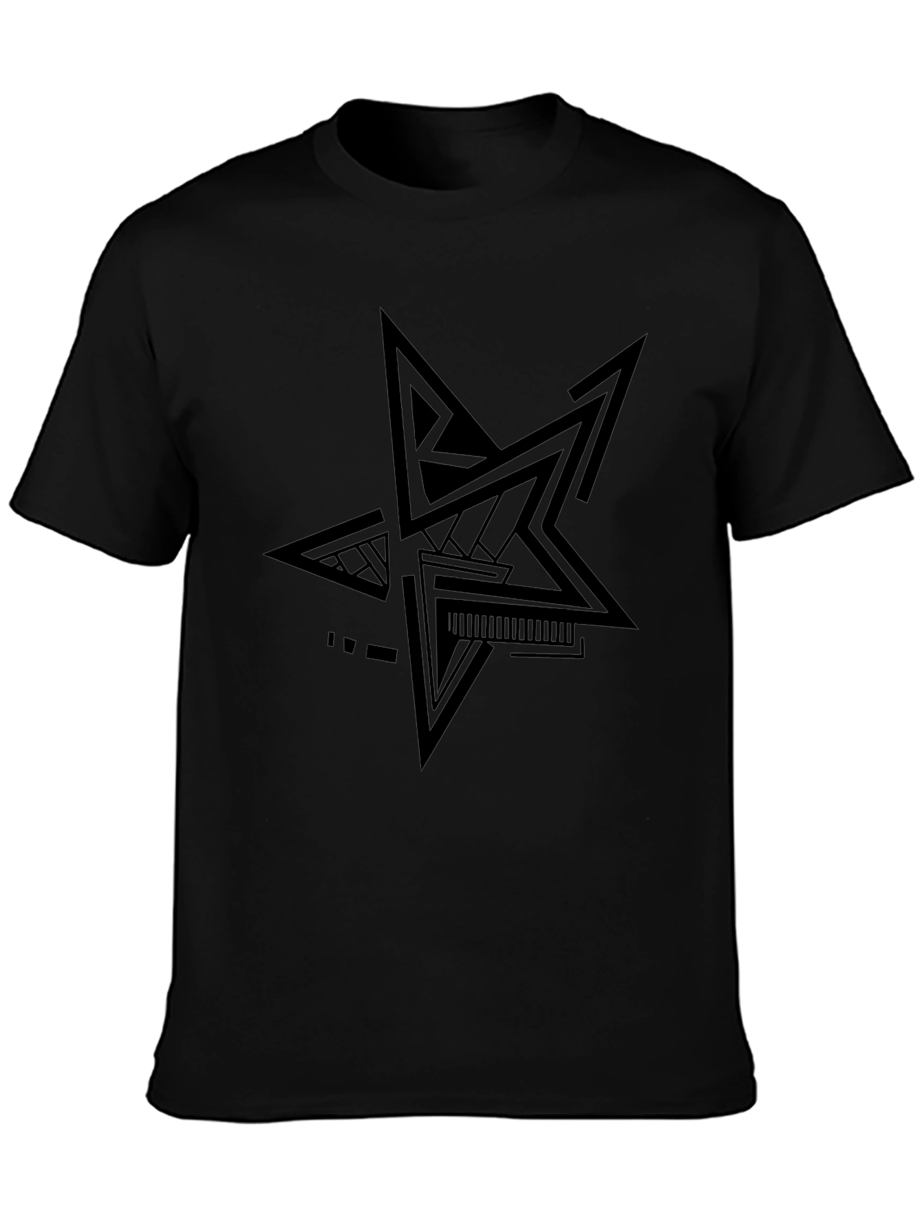 Abstract Star Graphic Black T-Shirt