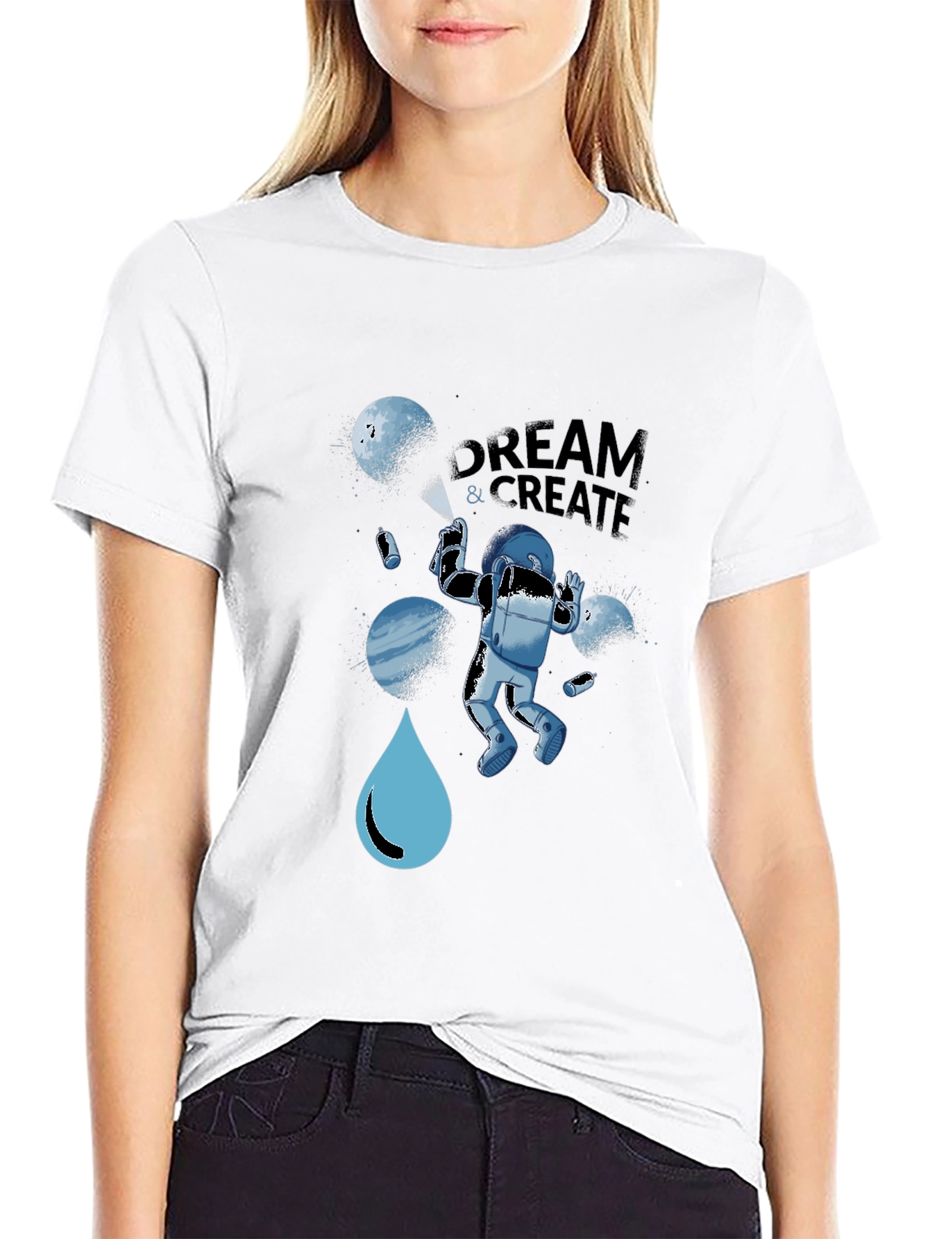 Dream & Create Astronaut Graphic Tee - Black