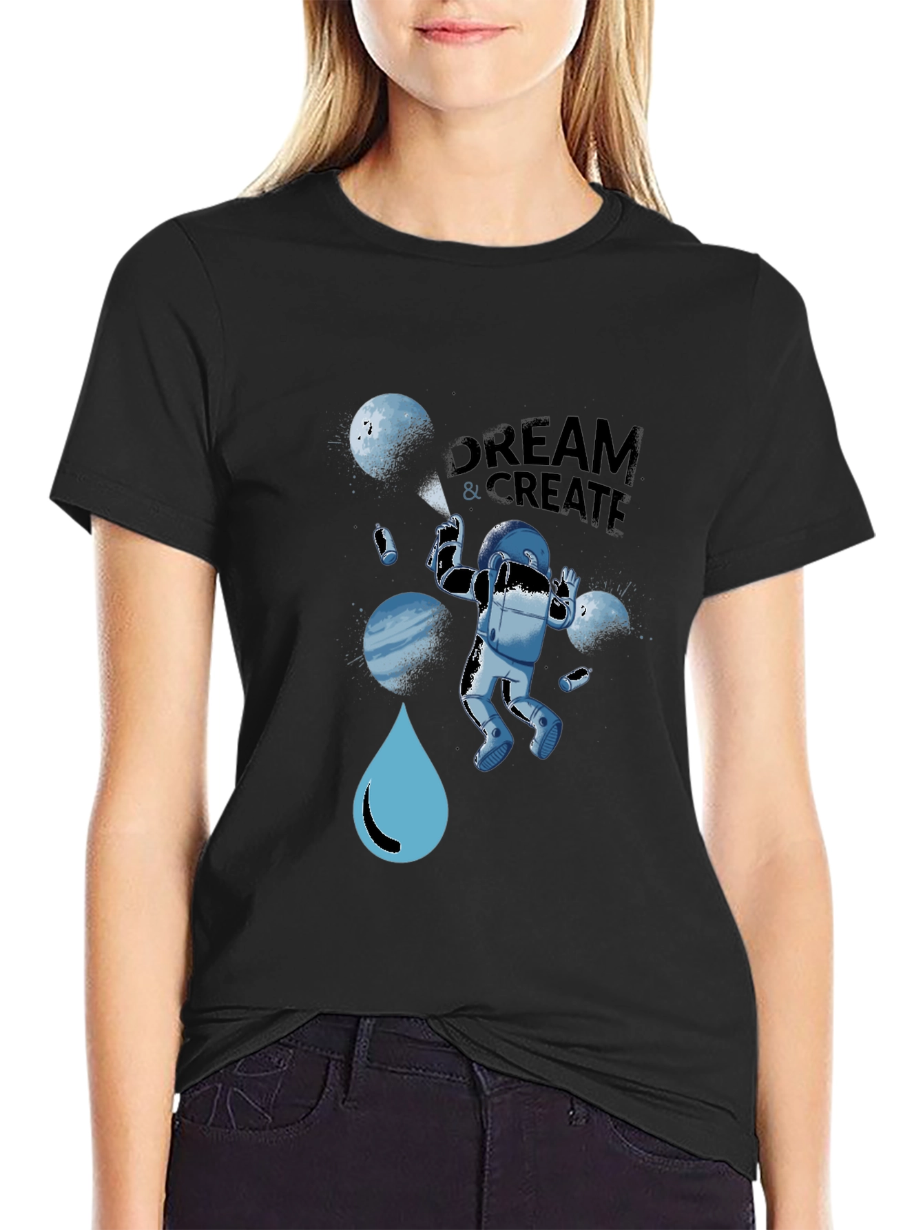 Dream & Create Astronaut Graphic Tee - Black