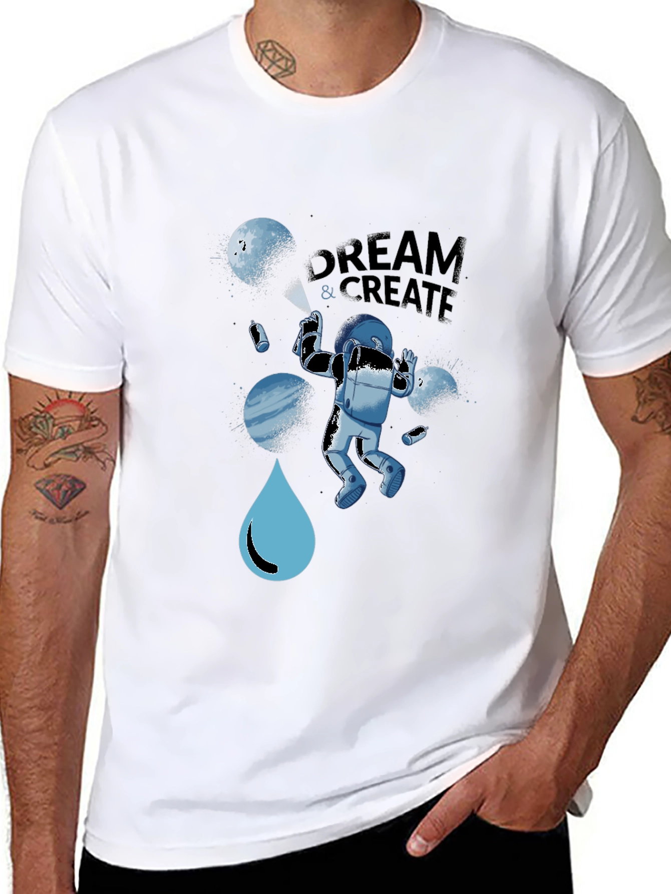 Dream & Create Astronaut Graphic Tee - Black