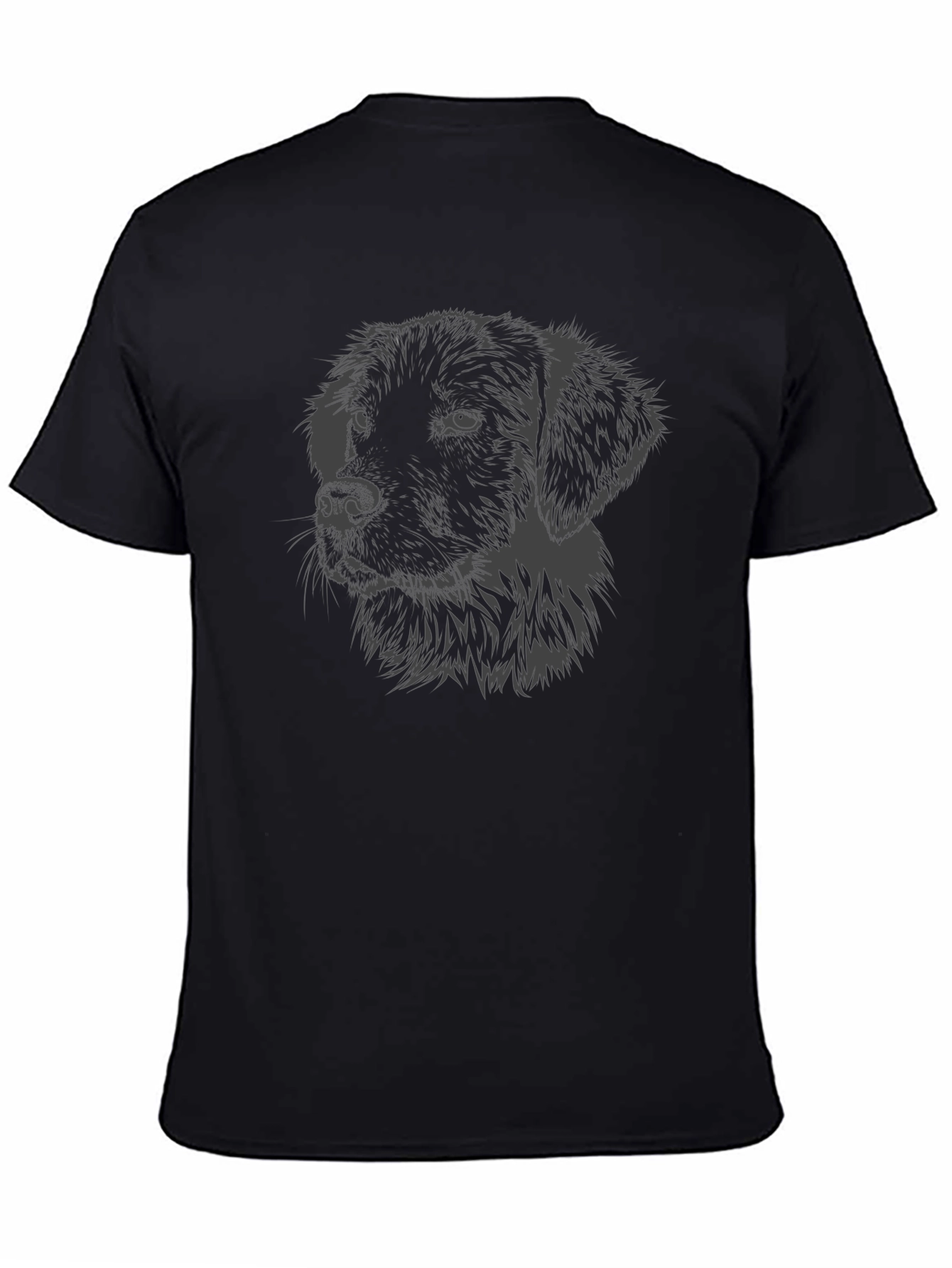 Dog Head Graphic T-Shirt - Casual Black Tee