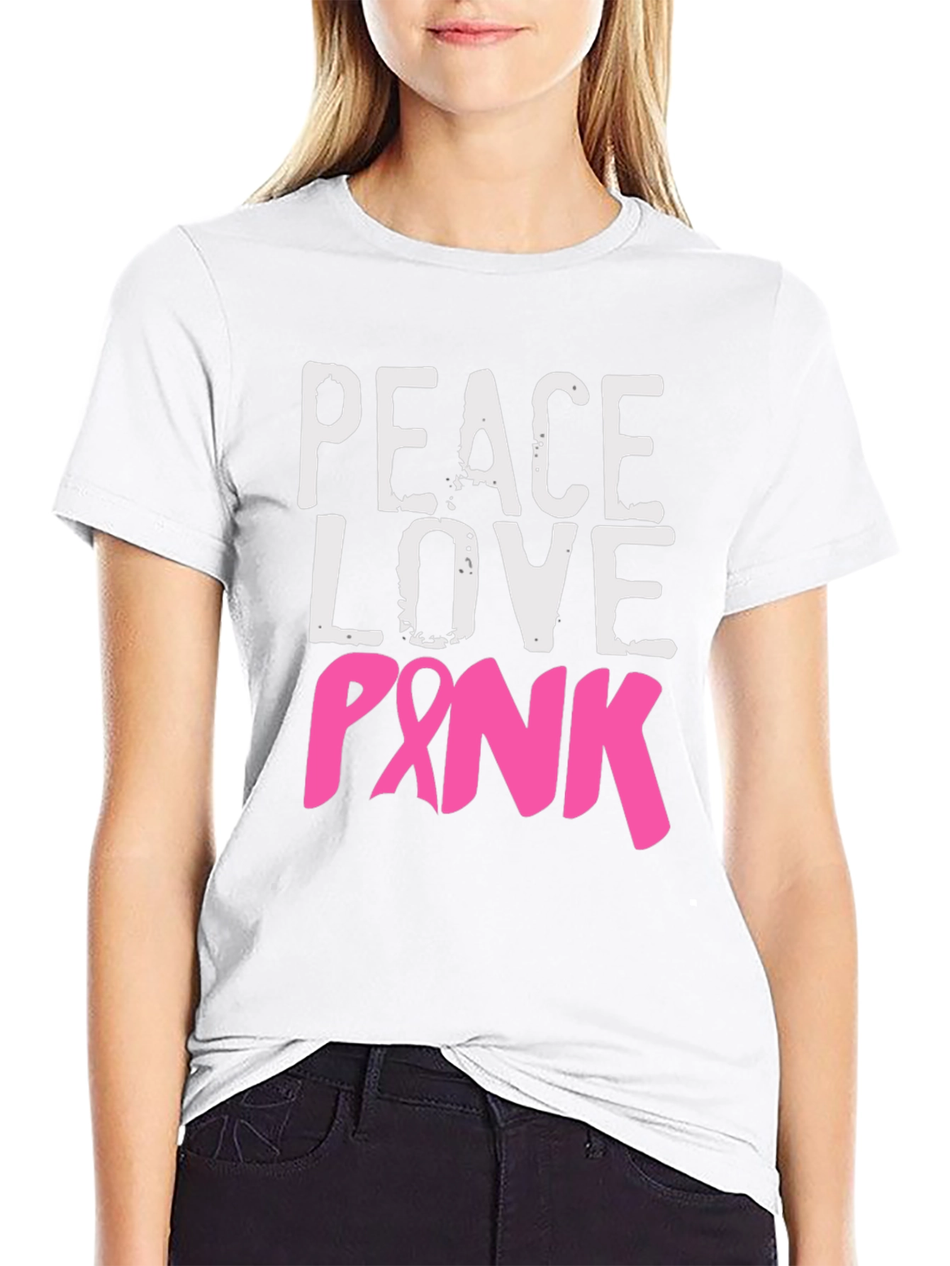 Peace Love Pink Breast Cancer Awareness T-Shirt