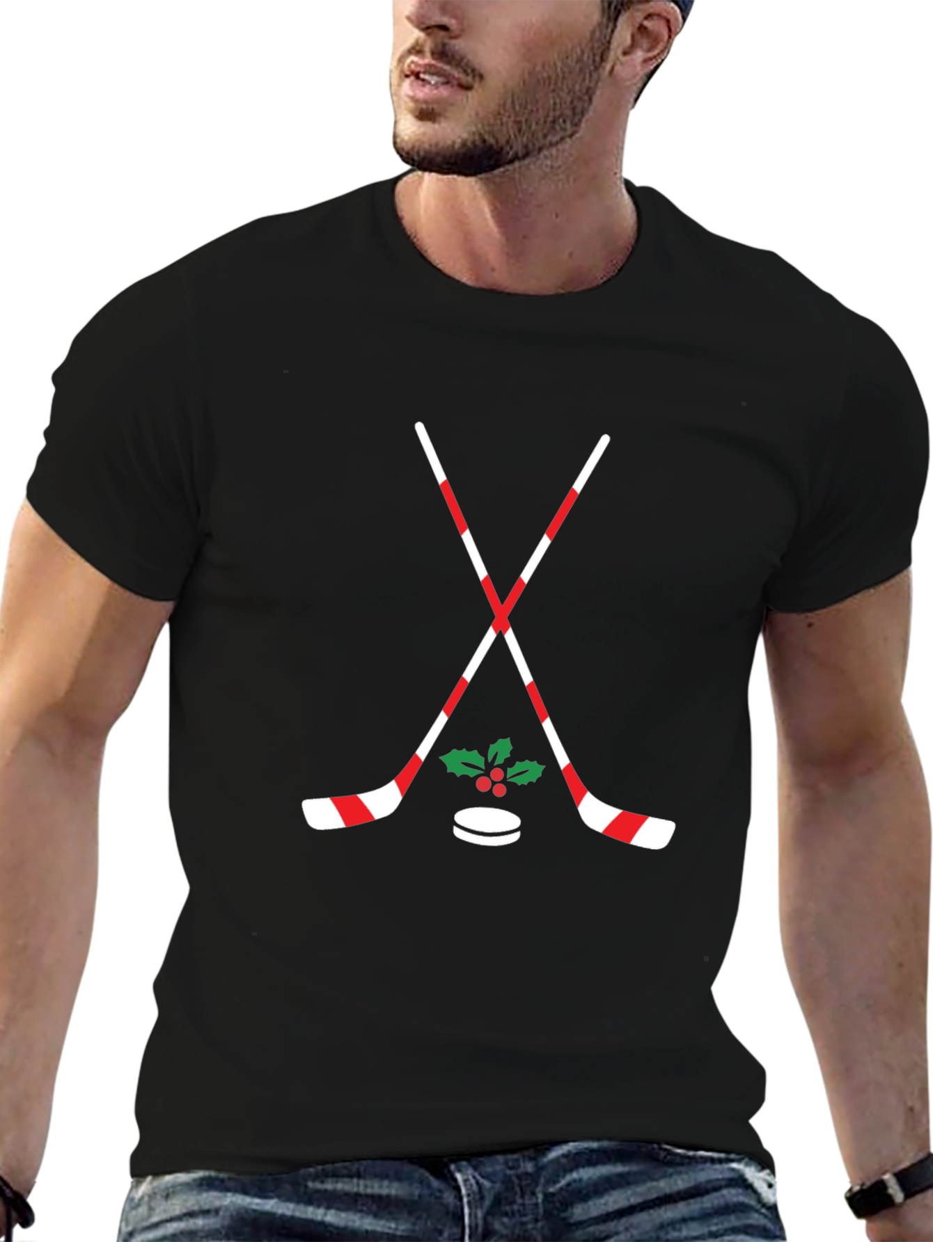 Festive Hockey T-Shirt: Holiday Cheer on Ice