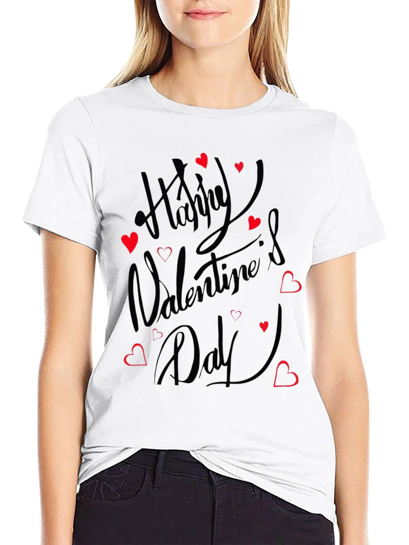Happy Valentines Day T-Shirt - Black