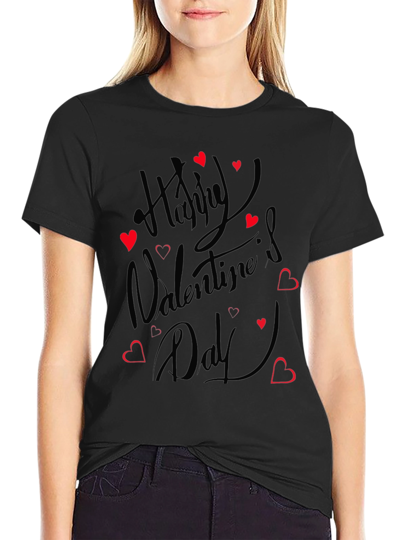 Happy Valentines Day T-Shirt - Black