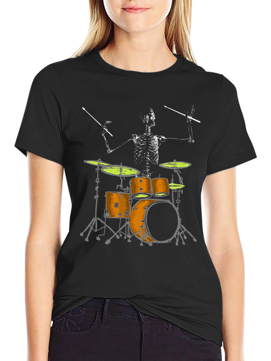 Skeleton Drummer Graphic T-Shirt - Rock On!
