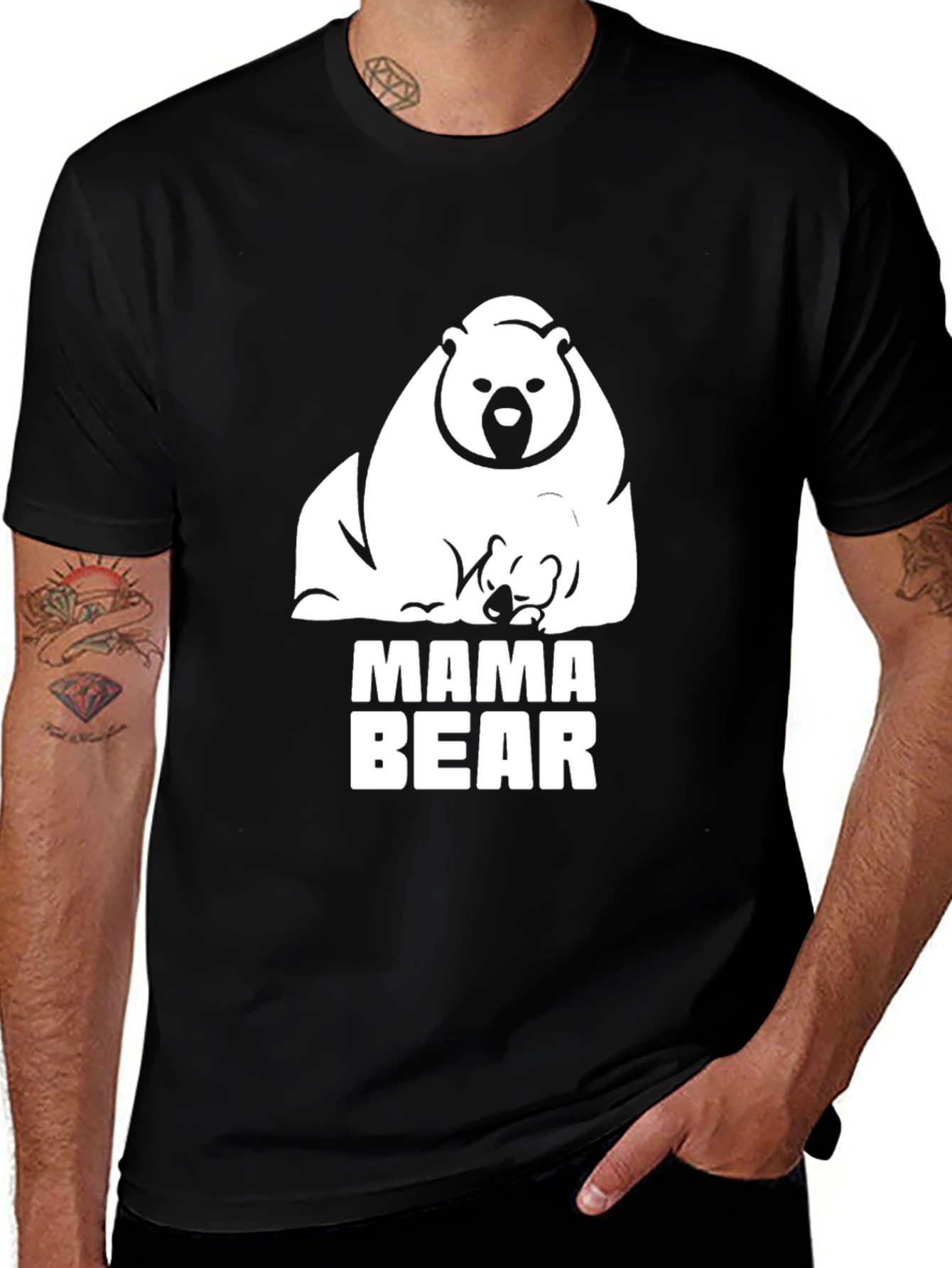 Mama Bear Graphic Tee - Black Cotton T-Shirt