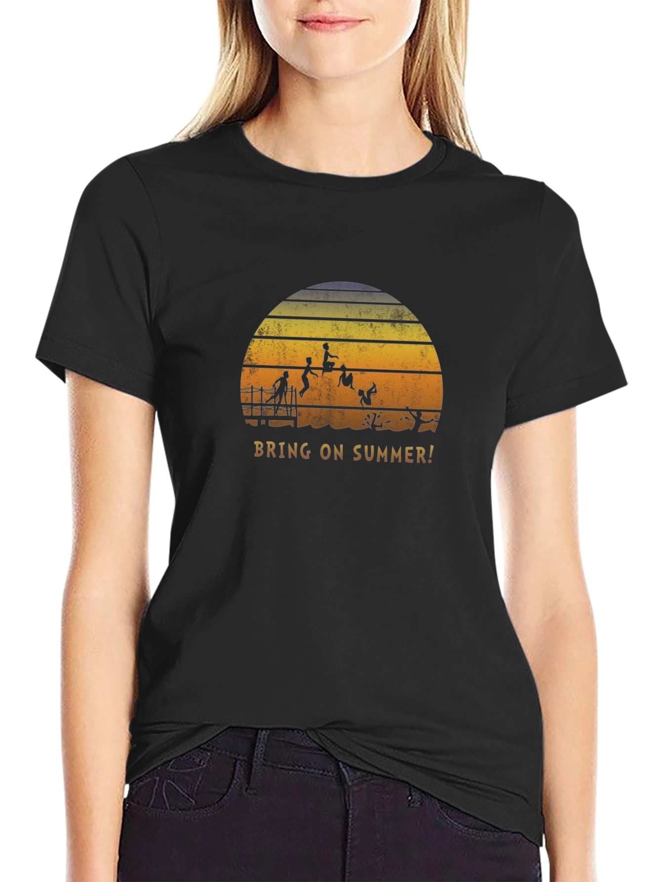 Bring on Summer Black Graphic T-Shirt