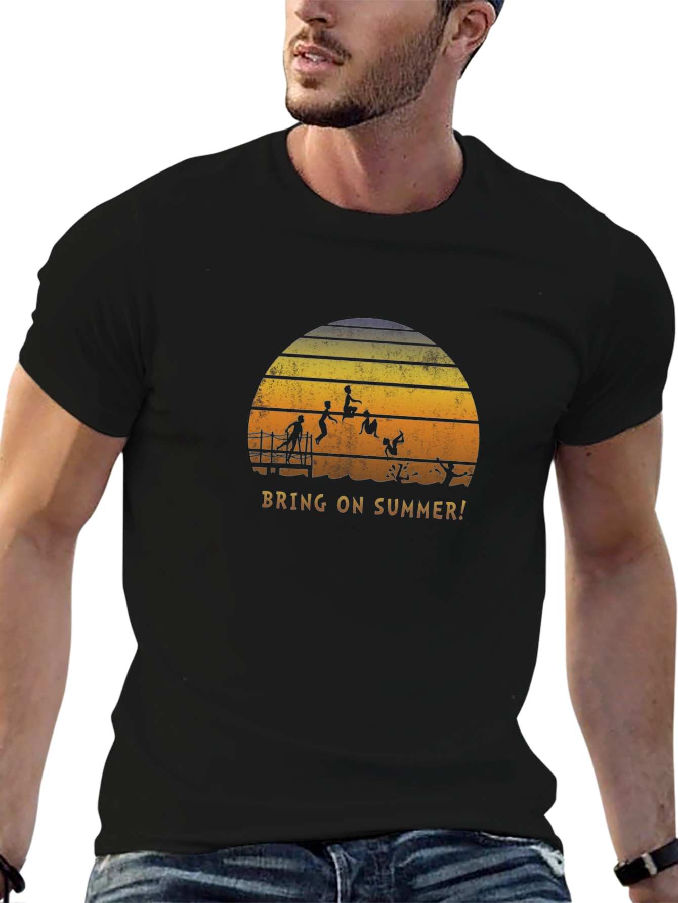 Bring on Summer Black Graphic T-Shirt