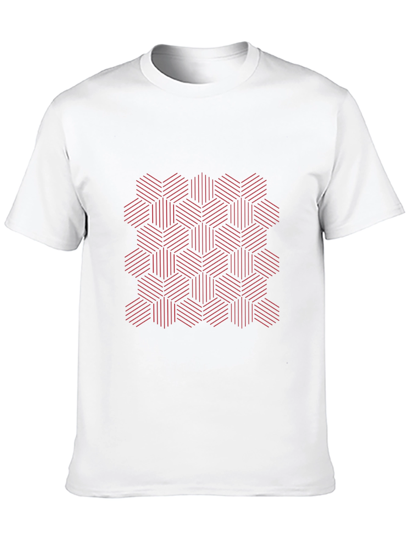 Geometric Hexagon Patterned Black T-Shirt