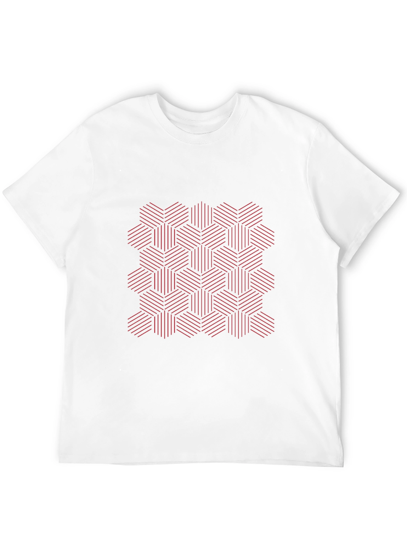 Geometric Hexagon Patterned Black T-Shirt