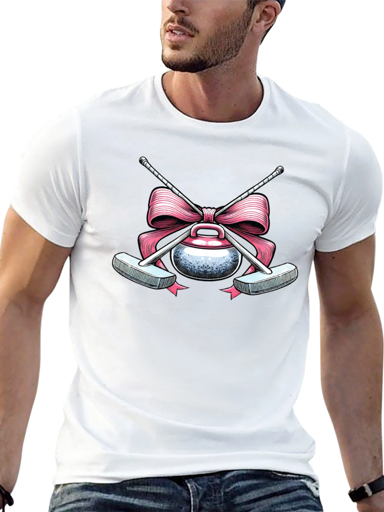 Curling Stone with Bow T-Shirt