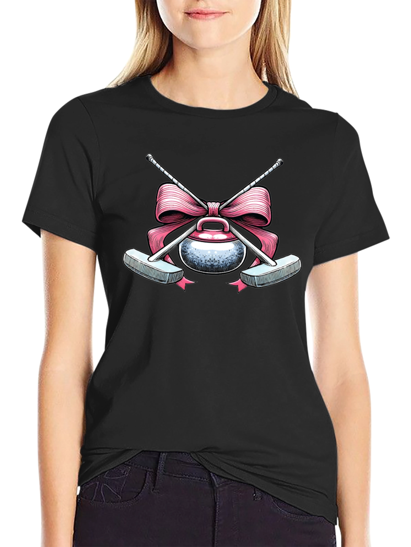 Curling Stone with Bow T-Shirt