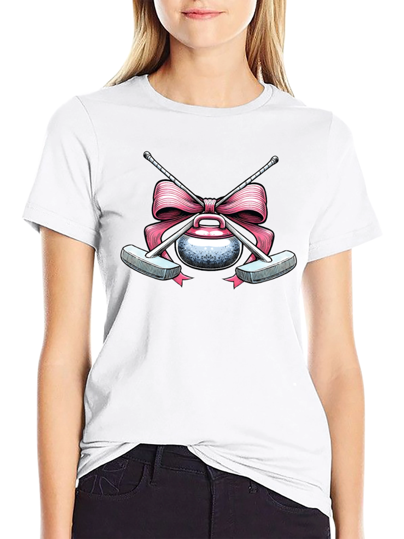 Curling Stone with Bow T-Shirt
