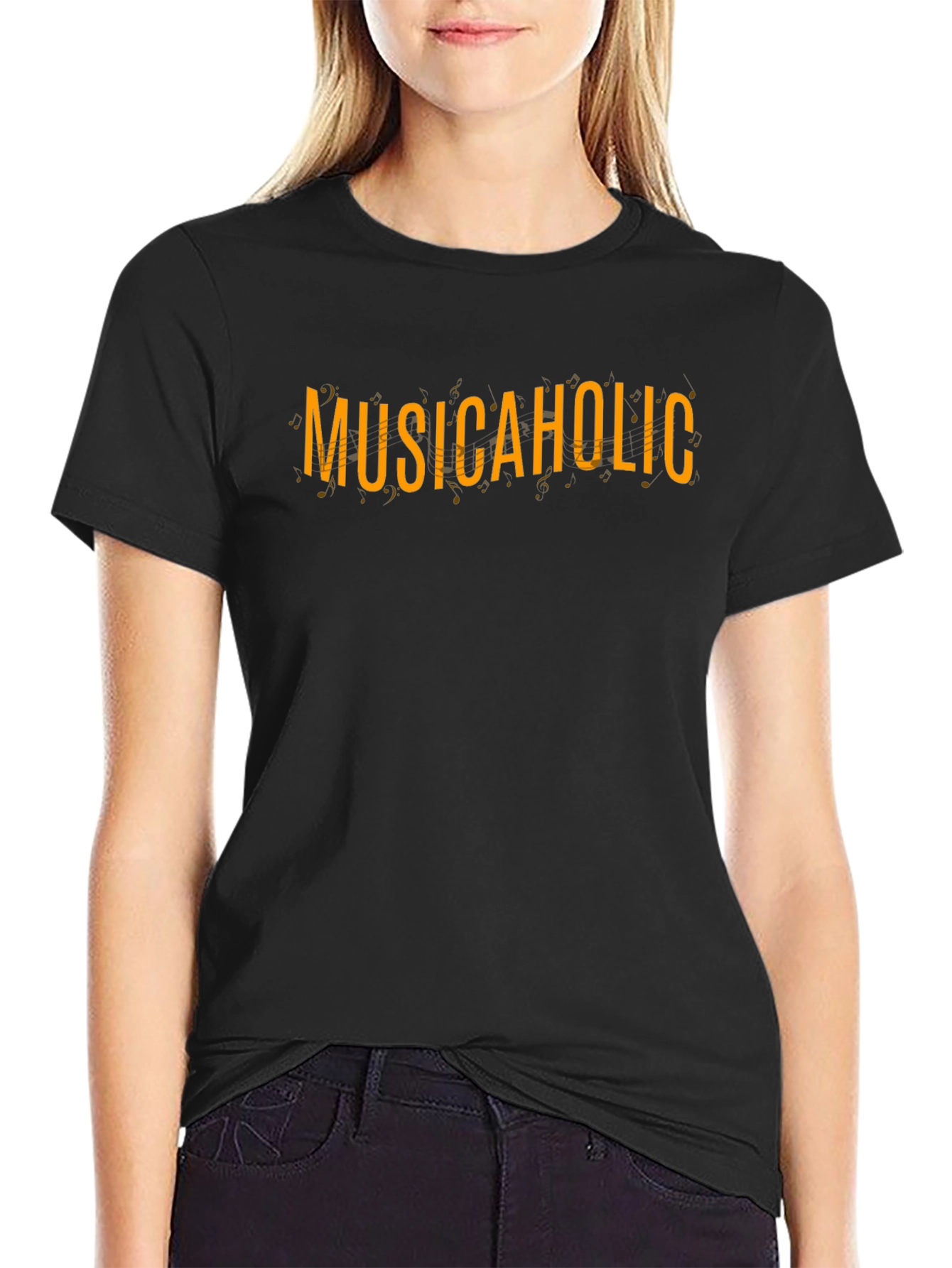 Musicaholic Black Tee - Stylish Graphic Print