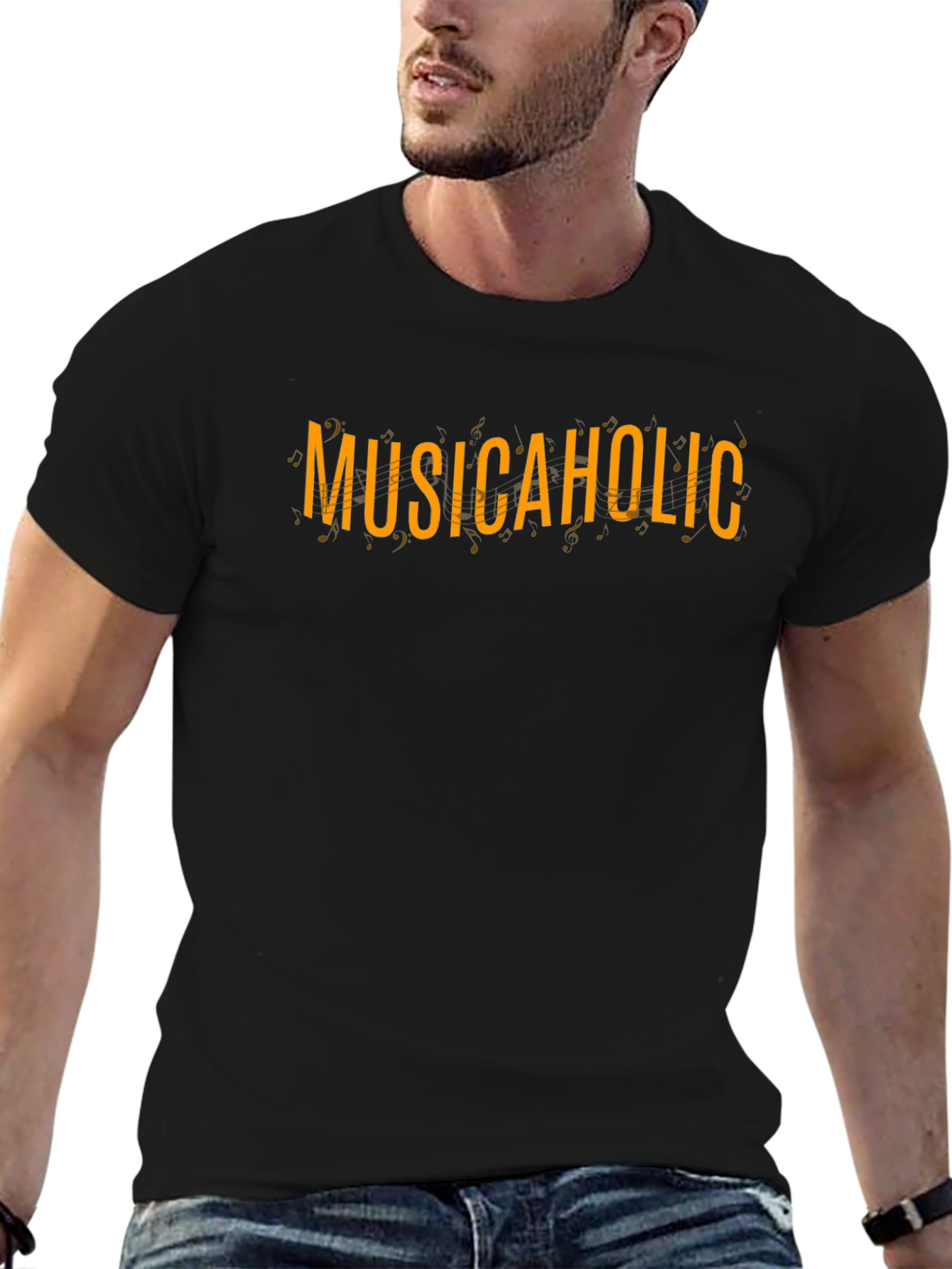 Musicaholic Black Tee - Stylish Graphic Print