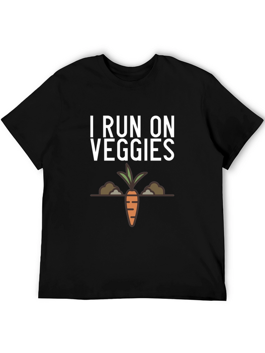 I Run On Veggies Black T-Shirt - Vegan Fitness