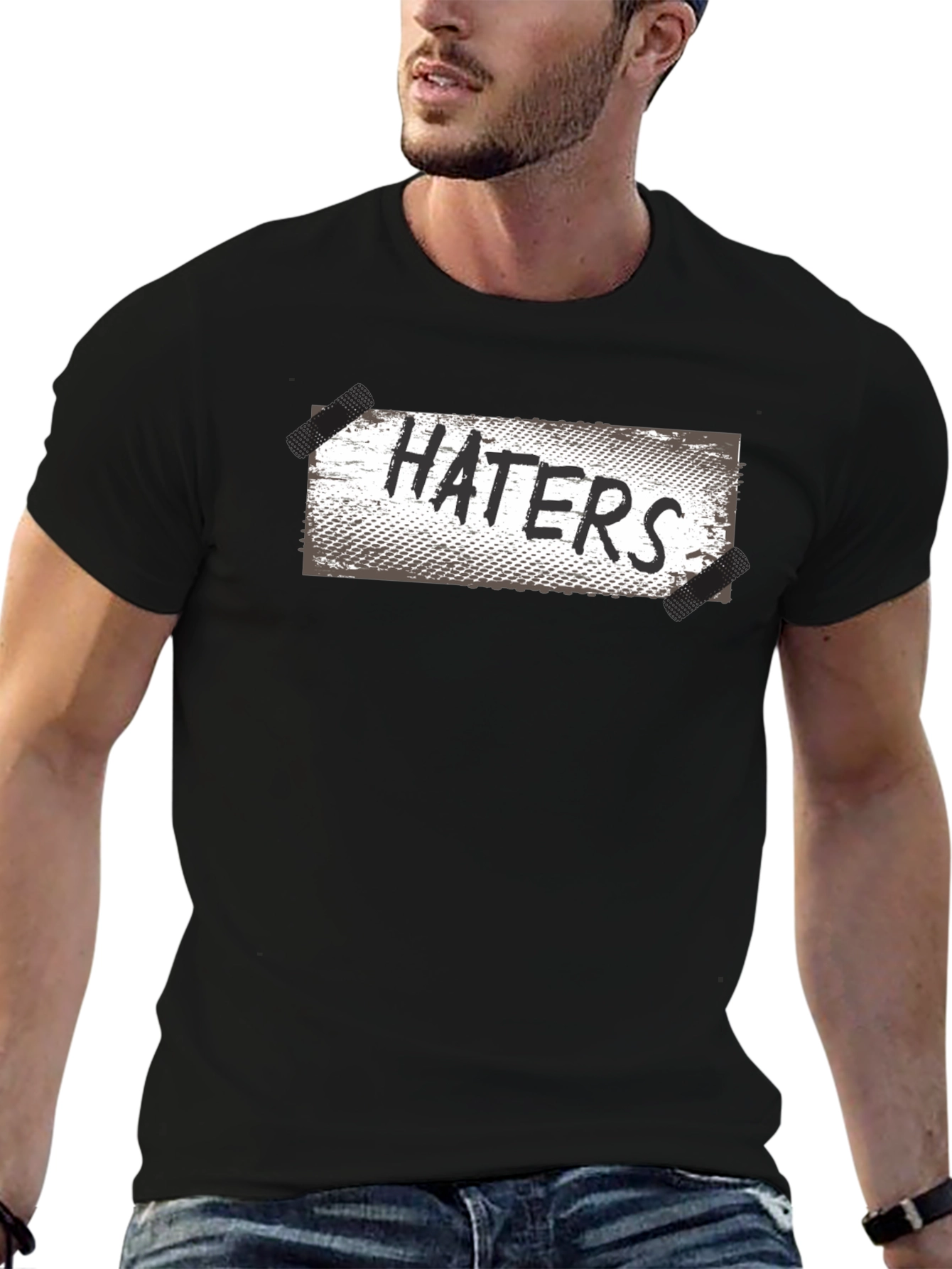 Haters Graphic Print Black T-Shirt - Casual Wear