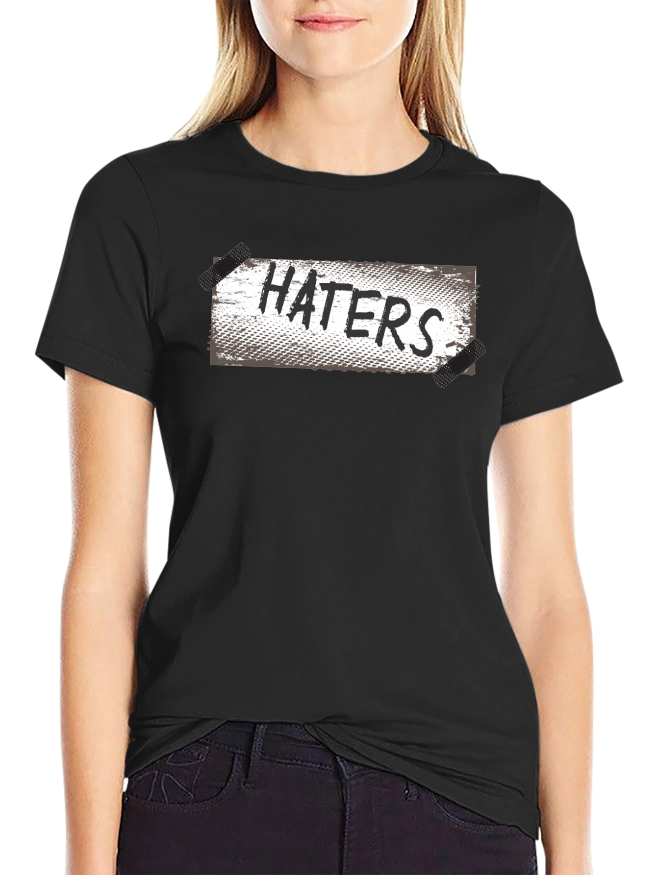 Haters Graphic Print Black T-Shirt - Casual Wear