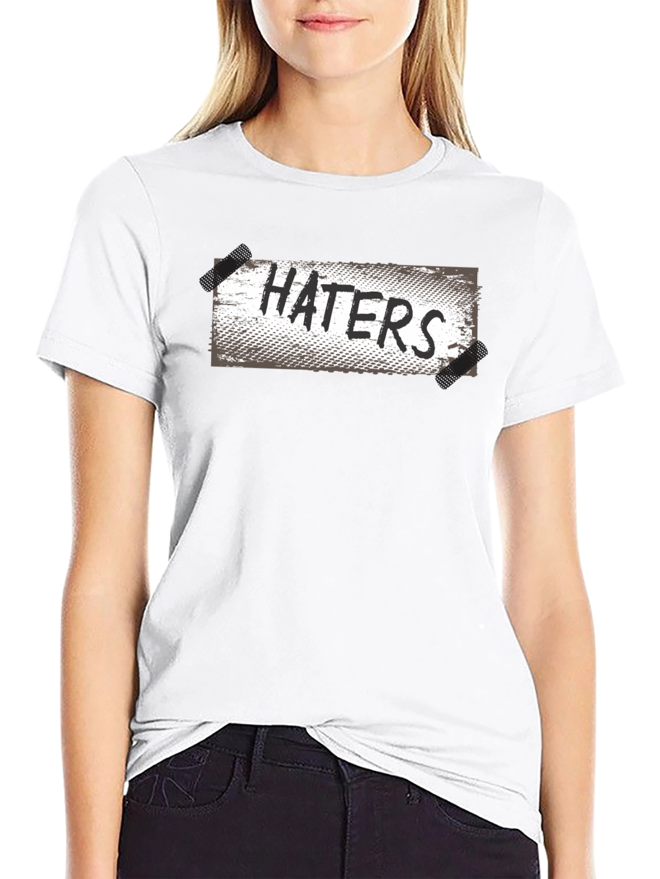 Haters Graphic Print Black T-Shirt - Casual Wear