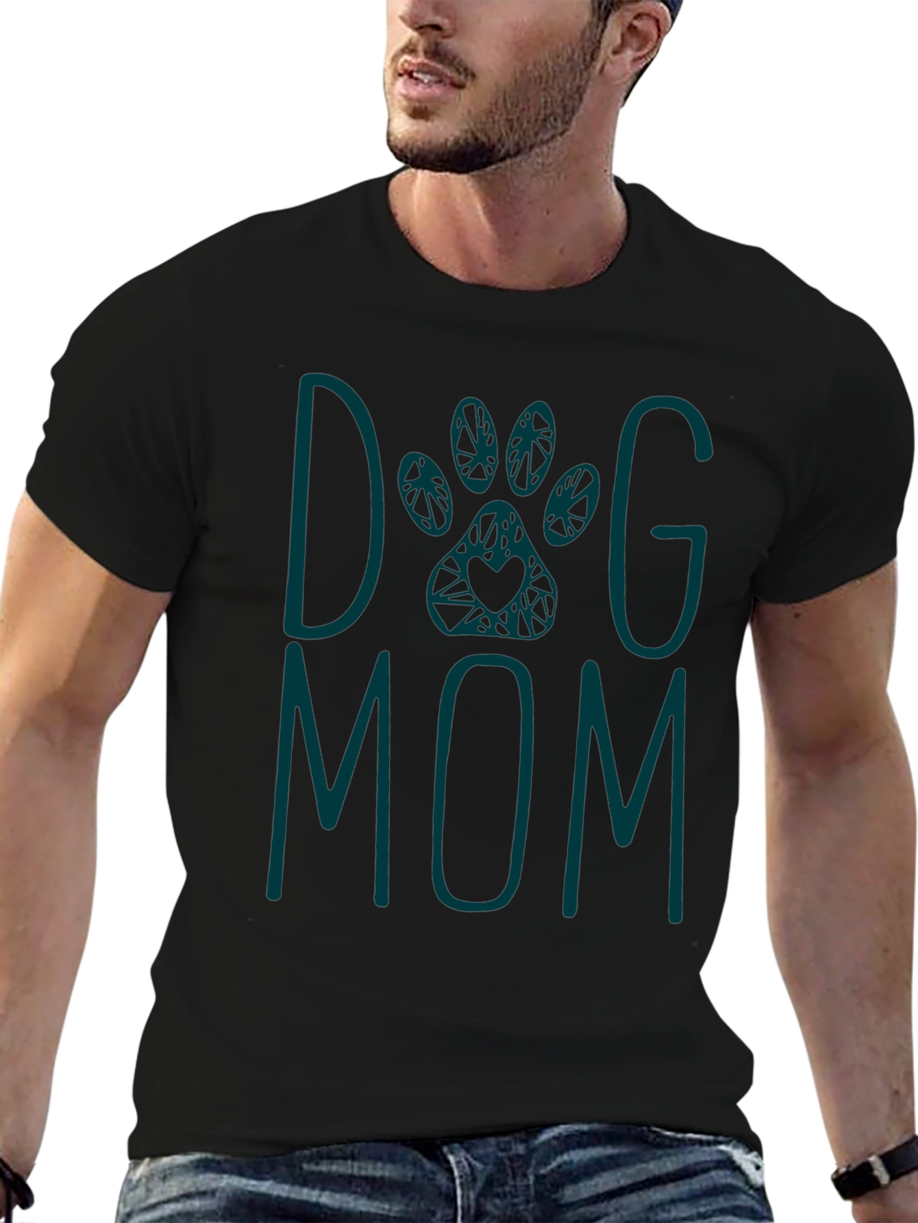 Dog Mom Graphic Tee - Teal Print