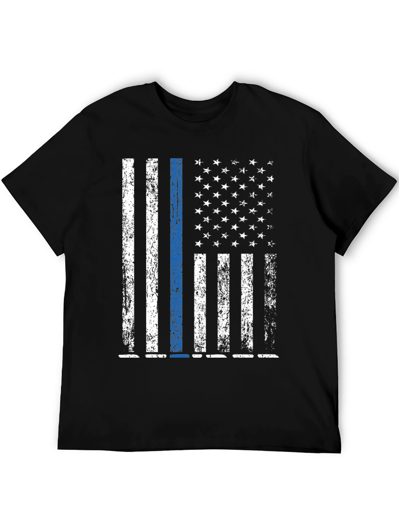 Distressed Thin Blue Line American Flag T-Shirt