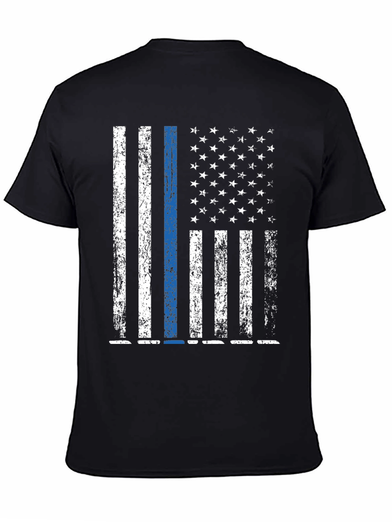 Distressed Thin Blue Line American Flag T-Shirt