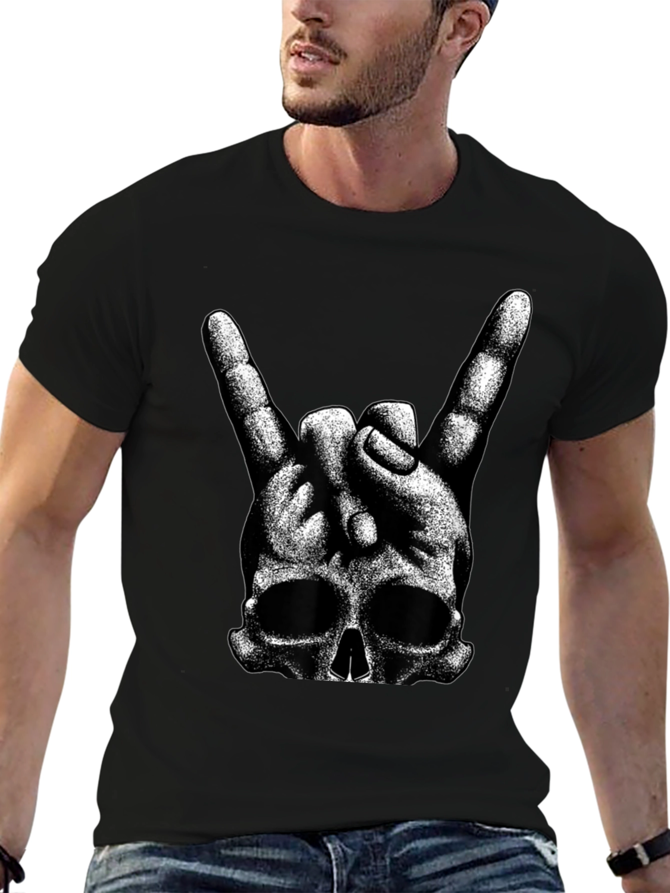 Rock On Skull Graphic T-Shirt