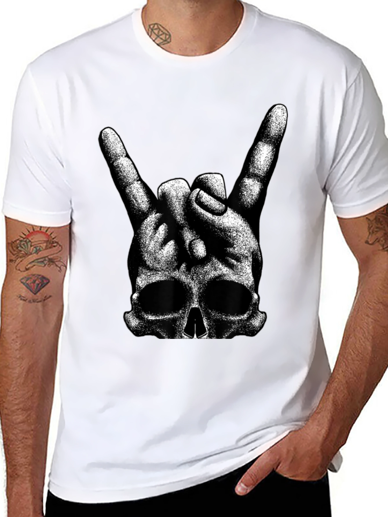 Rock On Skull Graphic T-Shirt