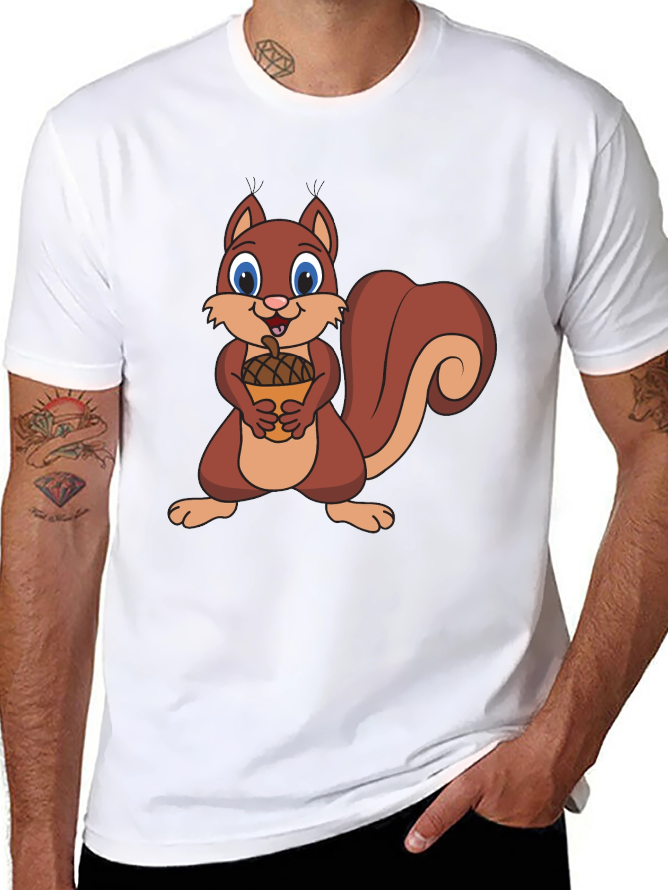 Squirrel Holding Acorn Graphic T-Shirt
