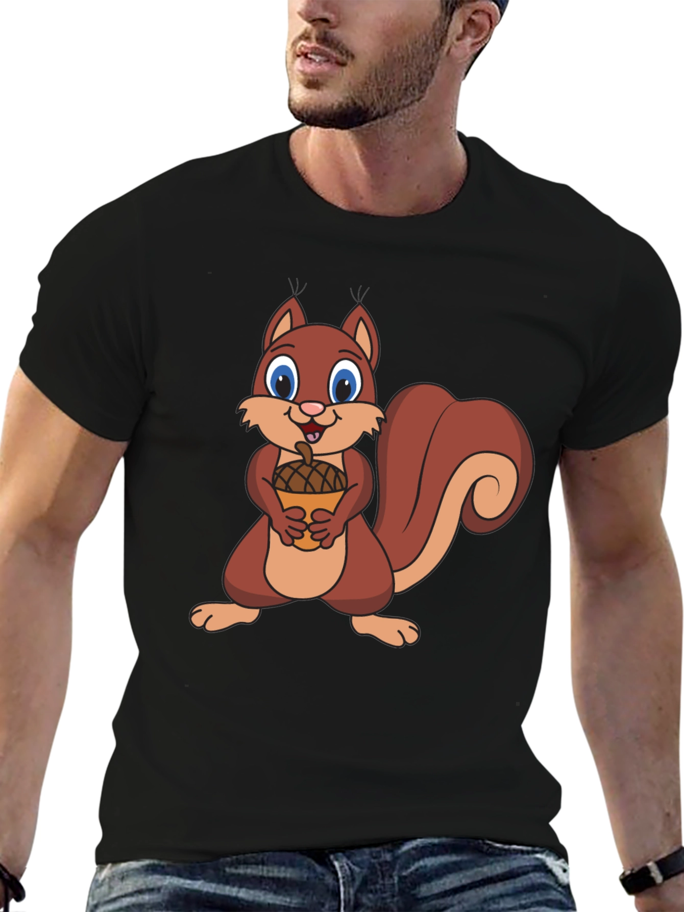 Squirrel Holding Acorn Graphic T-Shirt