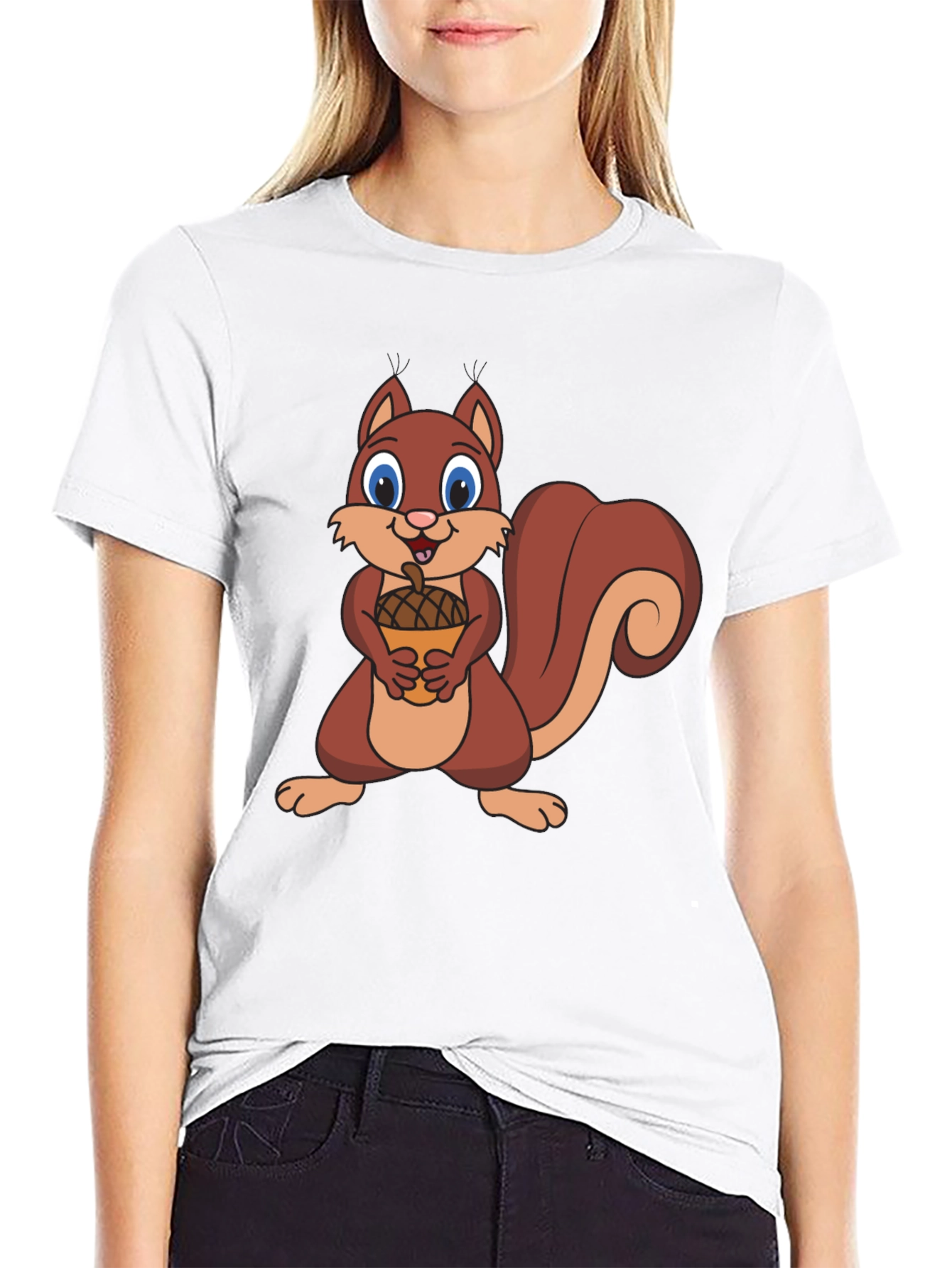 Squirrel Holding Acorn Graphic T-Shirt