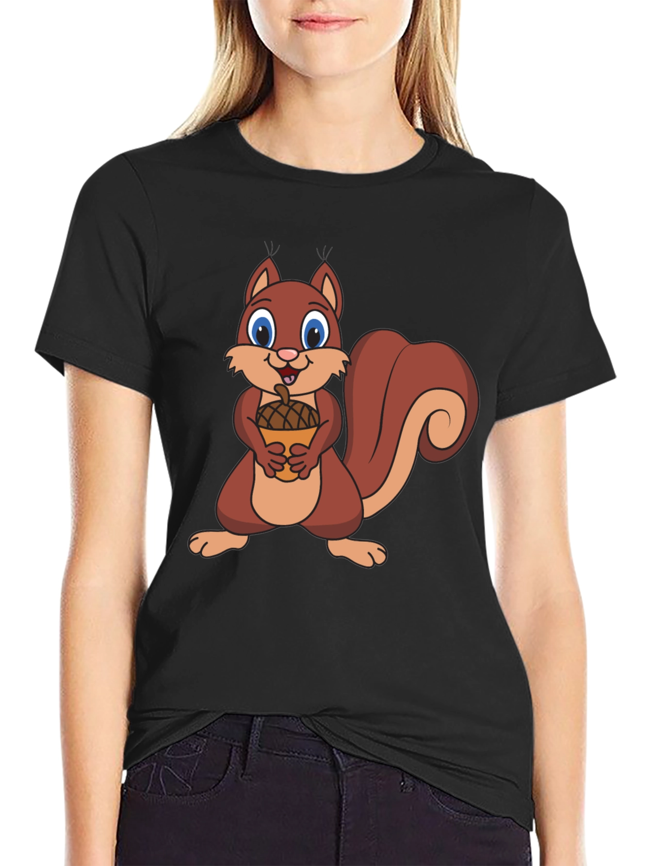 Squirrel Holding Acorn Graphic T-Shirt