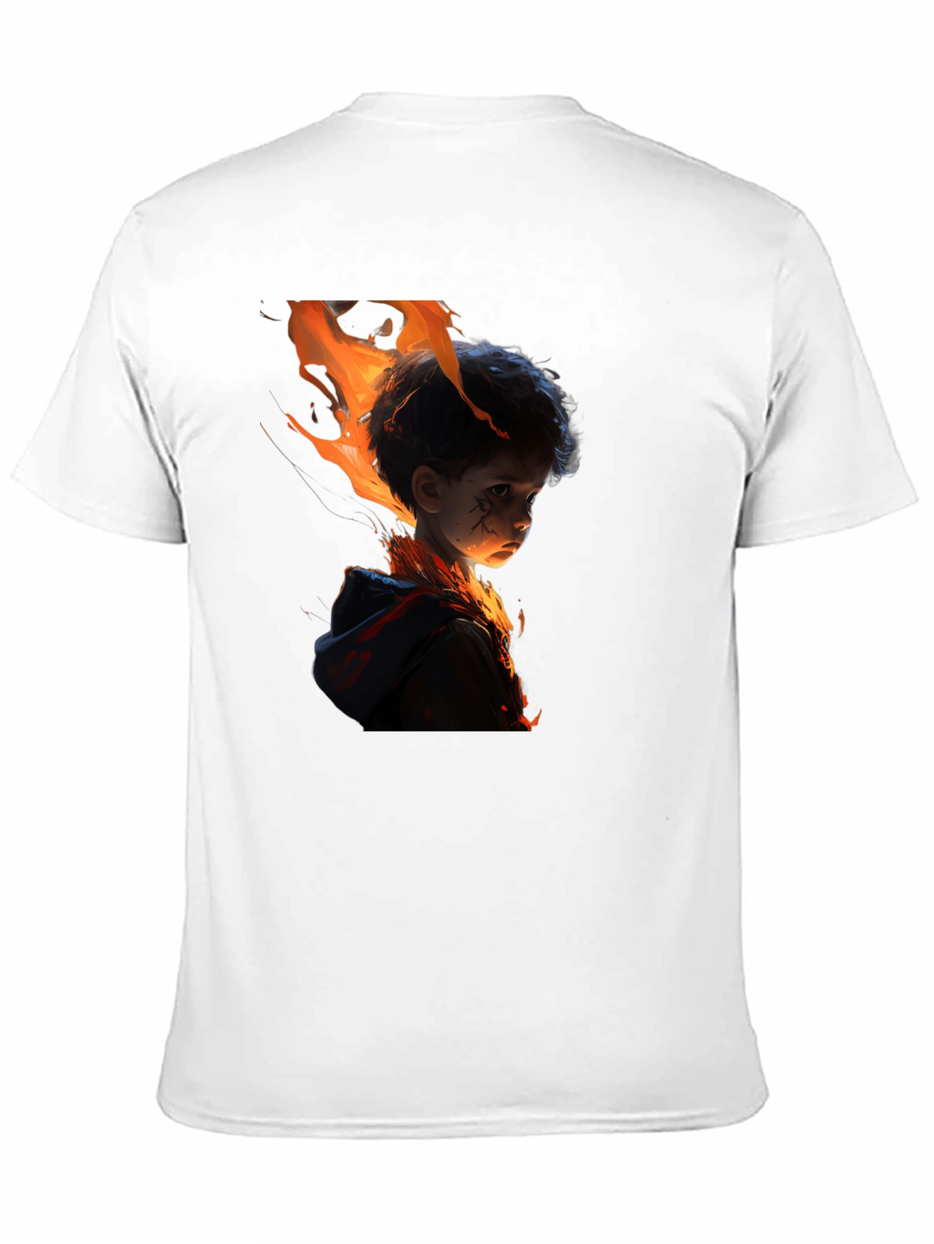 Fiery Child Graphic Print Black T-Shirt