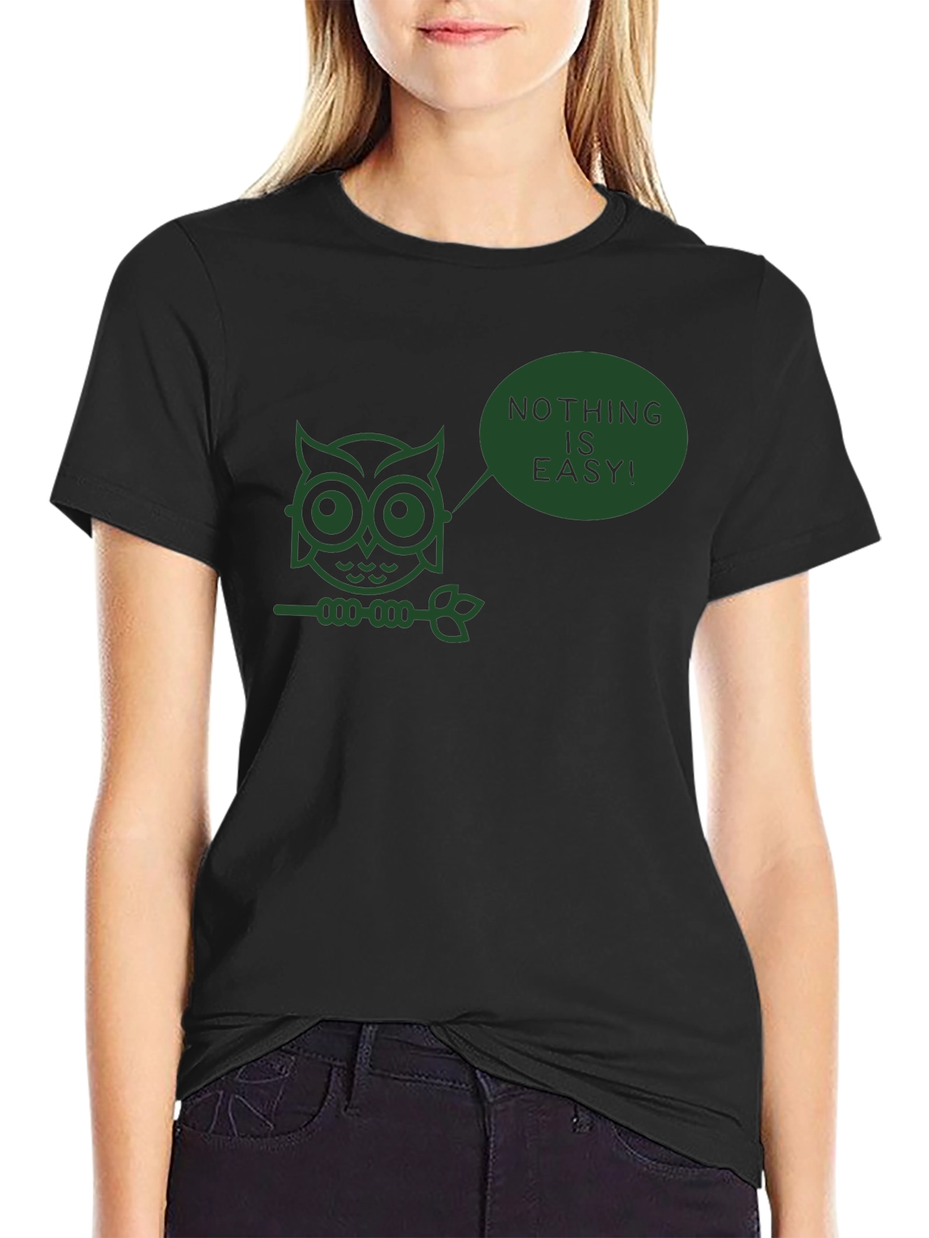 Nothing is Easy Owl T-Shirt - Black