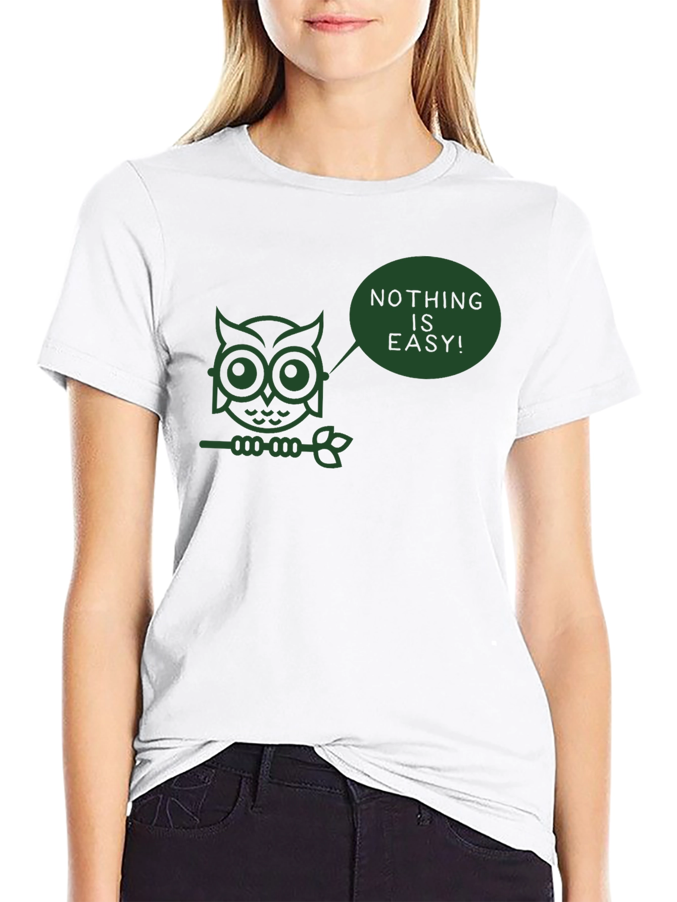 Nothing is Easy Owl T-Shirt - Black
