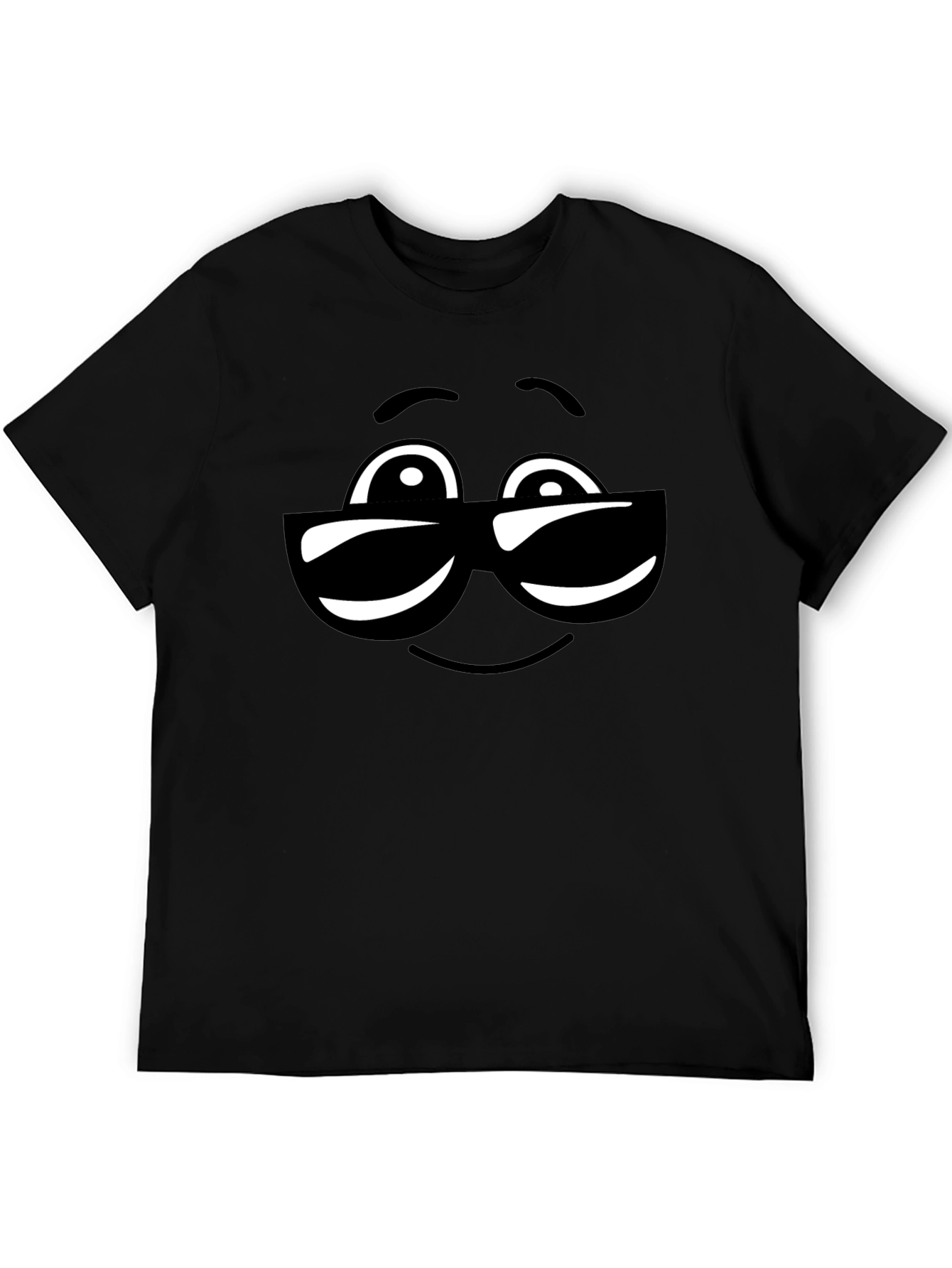 Cool Sunglasses Emoji Black Cotton T-Shirt