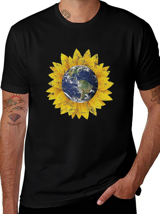 Earth Sunflower Graphic Tee - Black