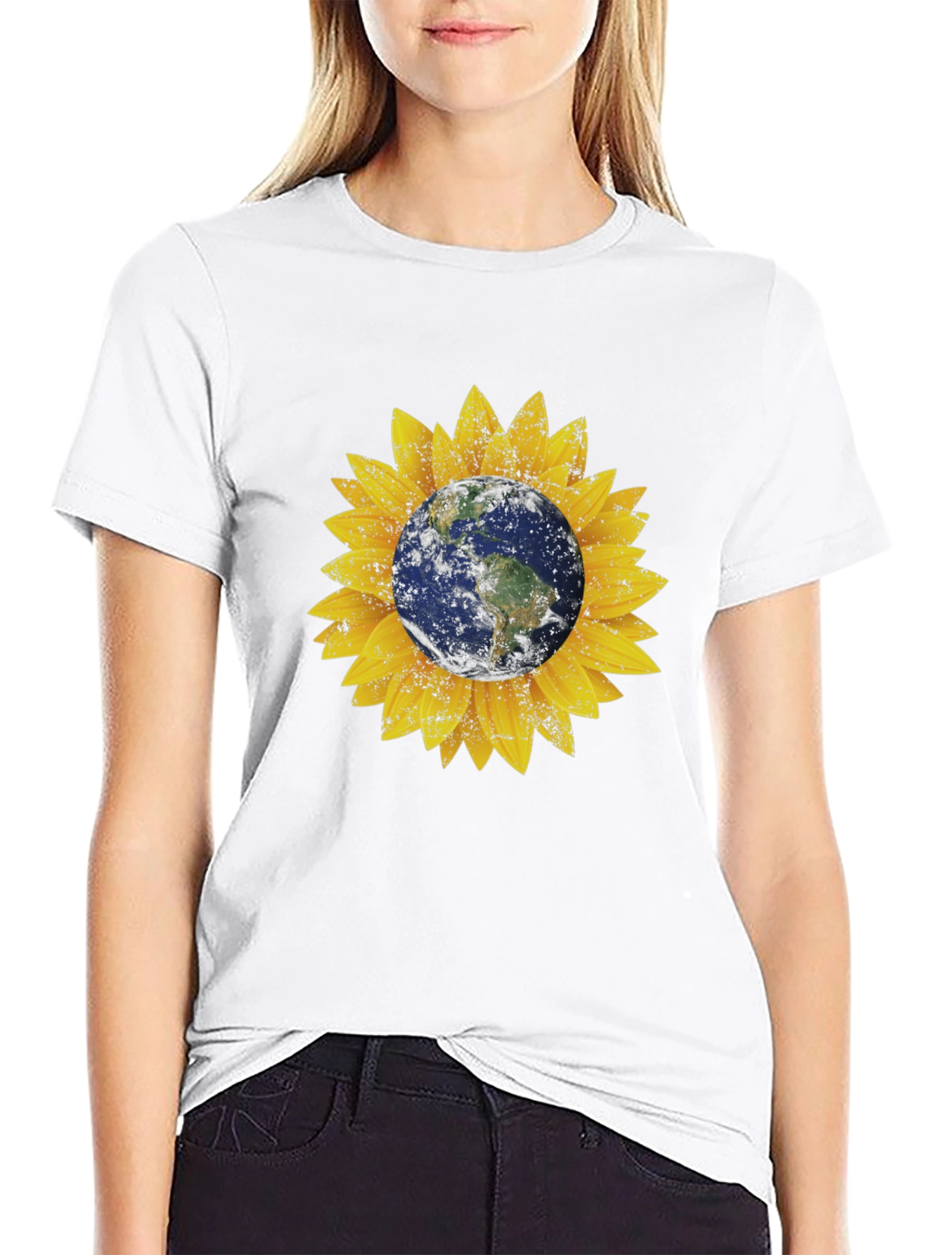 Earth Sunflower Graphic Tee - Black