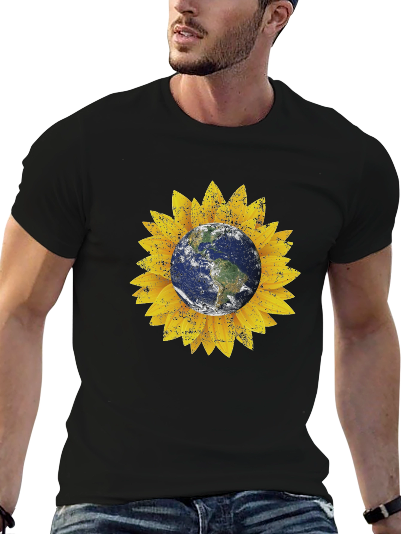 Earth Sunflower Graphic Tee - Black