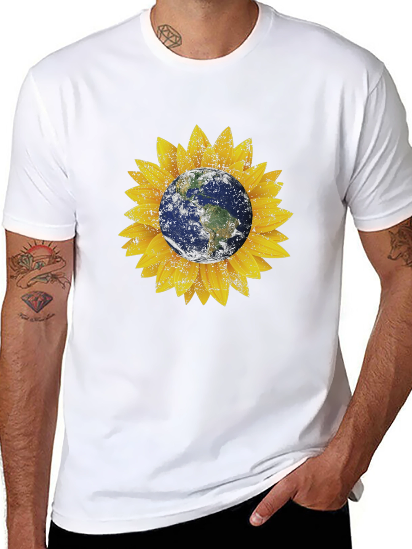 Earth Sunflower Graphic Tee - Black