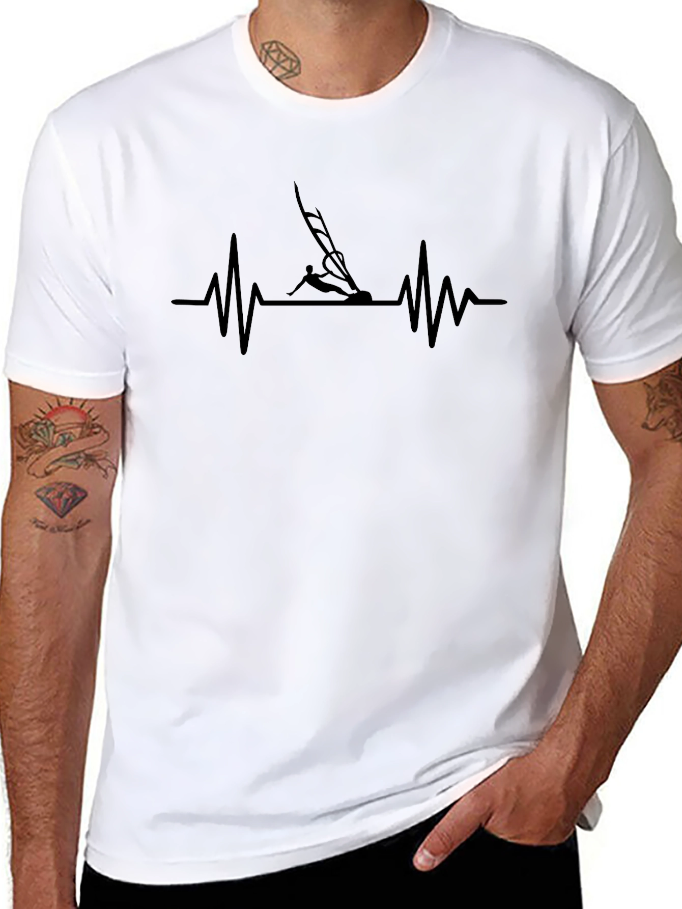 Windsurfing Heartbeat T-Shirt - Black