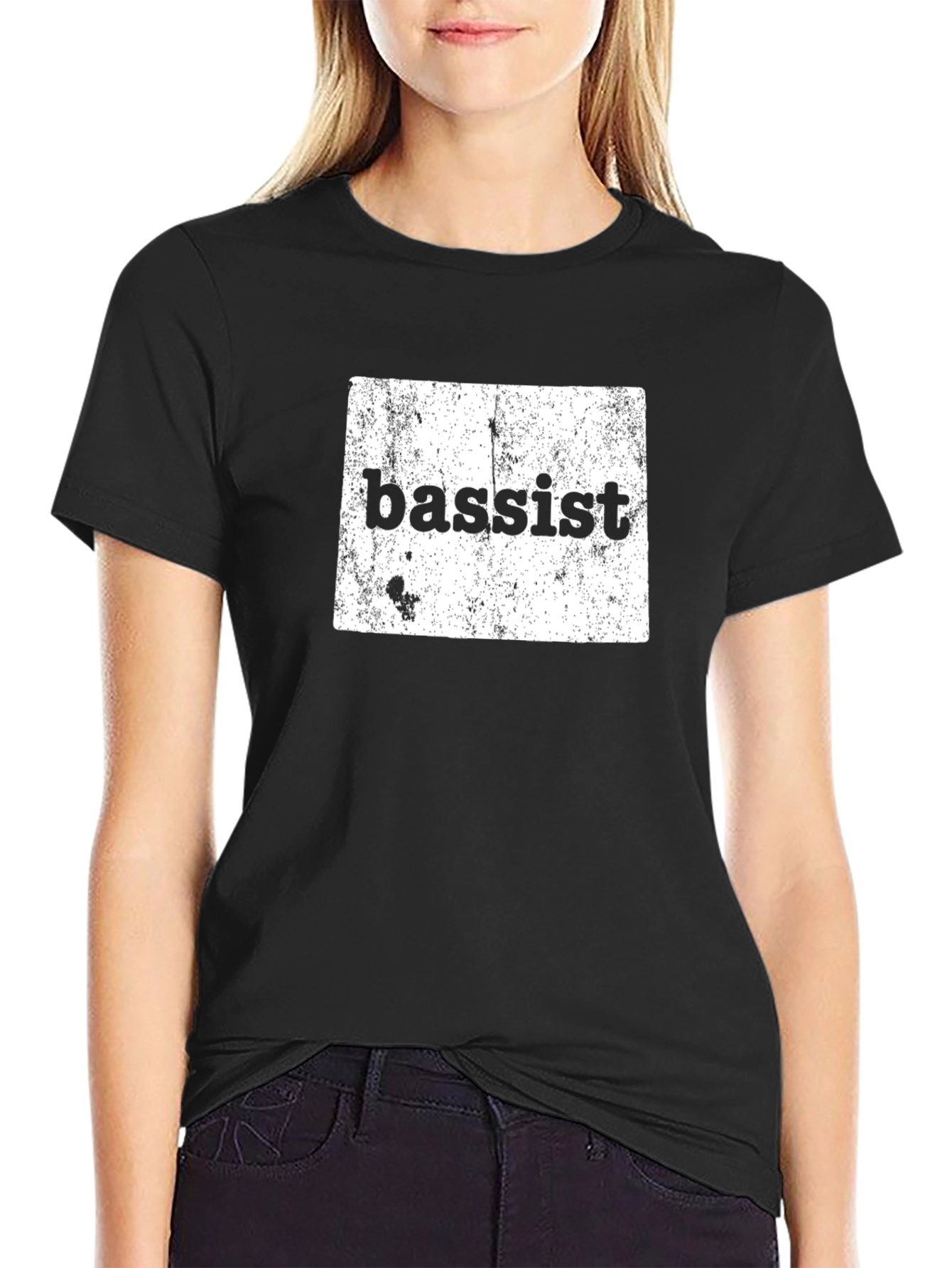Bassist Distressed Graphic Tee - Black Cotton T-Shirt