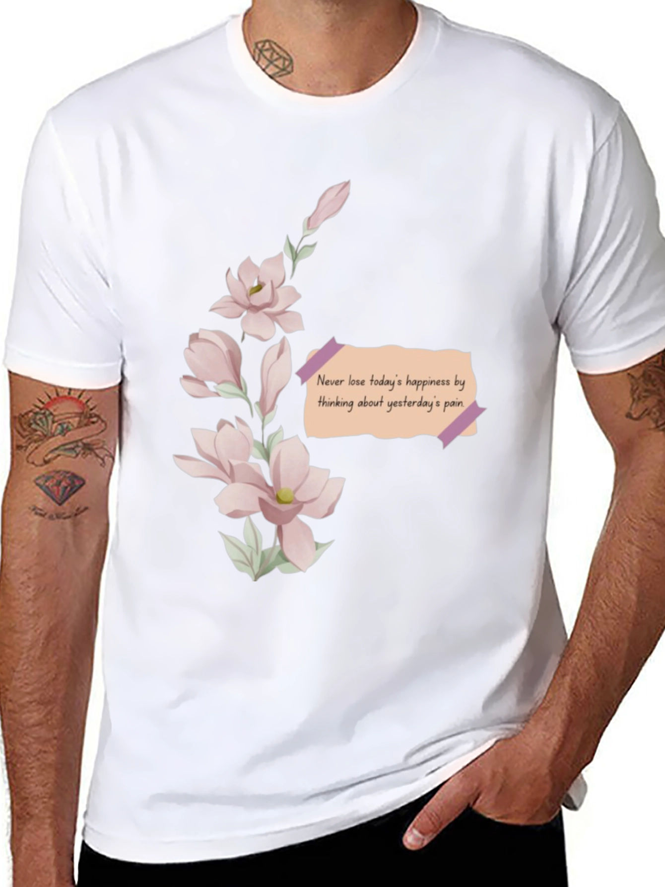 Floral Reminder T-Shirt - Never Lose Happiness