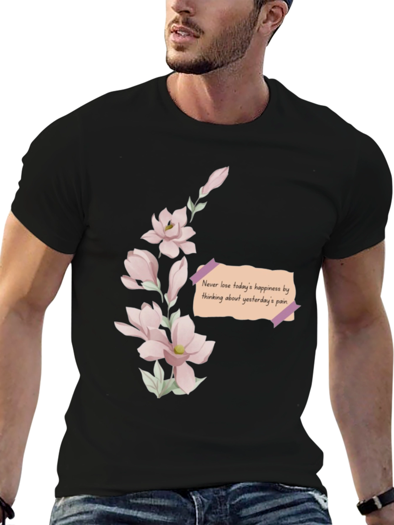 Floral Reminder T-Shirt - Never Lose Happiness
