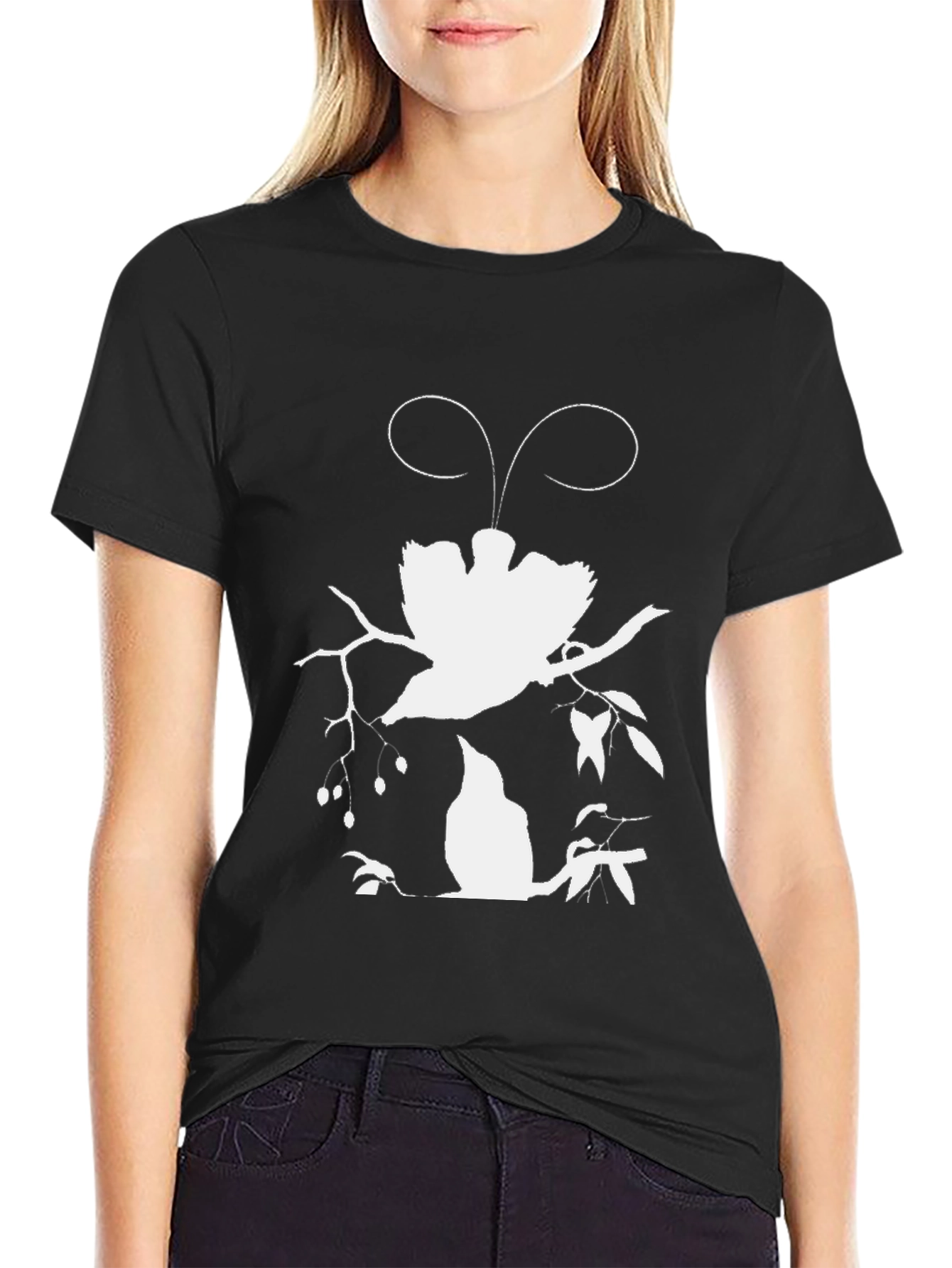 Bird Silhouette Graphic Tee - Black