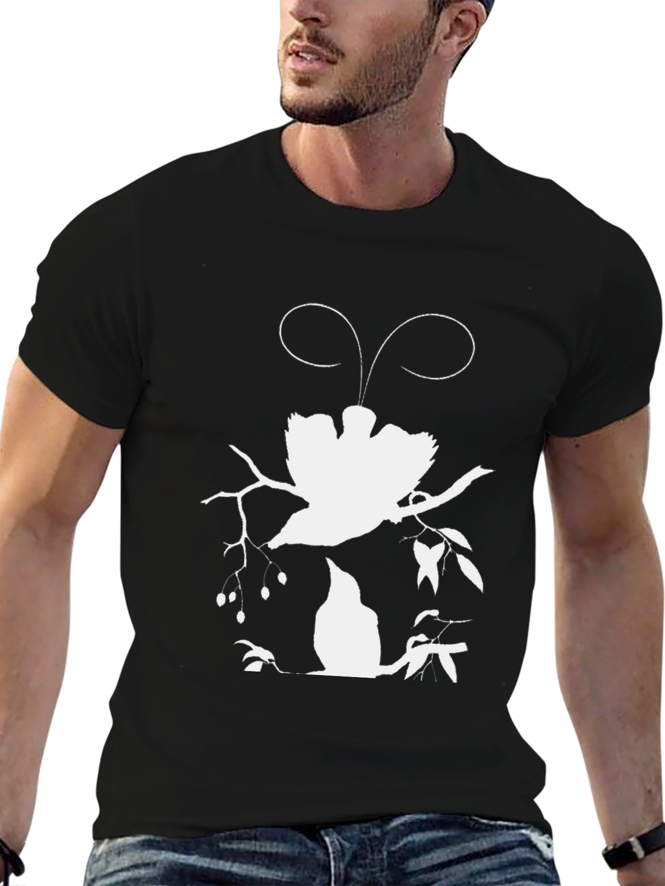Bird Silhouette Graphic Tee - Black